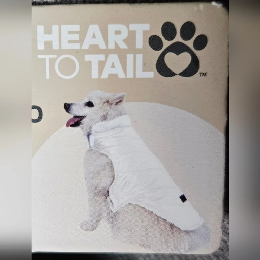 Heart‎ To Tail White Metallic Pet Puffer Jacket- Medium